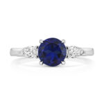9k White Gold Lab Grown Diamond and Sapphire Set Ring - Image 2