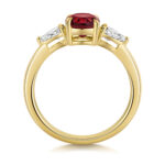 9k Yellow Gold Lab Grown Diamond and Oval Ruby Set Ring - Image 2