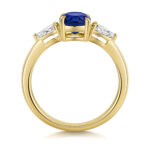 9k Yellow Gold Lab Grown Diamond and Oval Sapphire Set Ring - Image 2