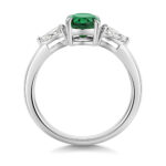 9k White Gold Lab Grown Diamond and Oval Emerald Set Ring - Image 2