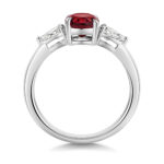 9k White Gold Lab Grown Diamond and Oval Ruby Set Ring - Image 2