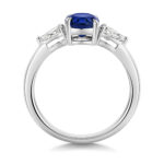 9k White Gold Lab Grown Diamond and Oval Sapphire Set Ring - Image 2