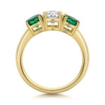 9k Yellow Gold Lab Grown Diamond and Emerald Trilogy Set Ring - Image 2