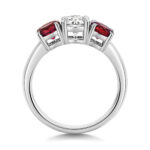 9k White Gold Lab Grown Diamond and Ruby Trilogy Set Ring - Image 2