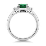 9k White Gold Lab Grown Trapezoid Cut Diamonds and Emerald Trilogy Set Ring - Image 2