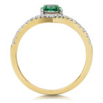 9k Yellow Gold Lab Grown Diamond and Oval Emerald Wishbone Eternity Ring - Image 2