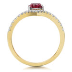 9k Yellow Gold Lab Grown Diamond and Oval Ruby Wishbone Eternity Ring - Image 2