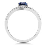 9k White Gold Lab Grown Diamond and Oval Sapphire Wishbone Eternity Ring - Image 2