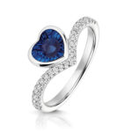9k White Gold Lab Grown Diamond and Heart Sapphire Wishbone Eternity Ring
