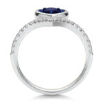9k White Gold Lab Grown Diamond and Heart Sapphire Wishbone Eternity Ring - Image 2