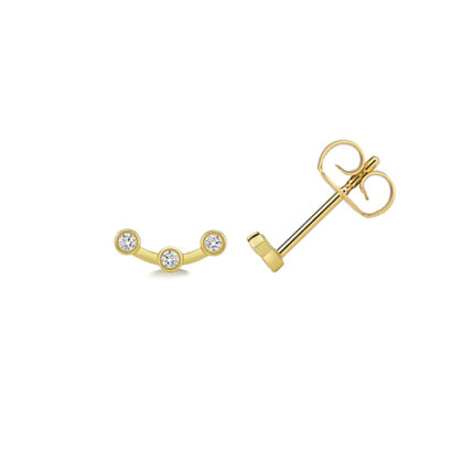 9k Yellow Gold Diamond Set Constellation Shaped Stud Earrings