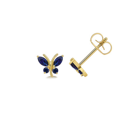 9k Yellow Gold Sapphire Butterfly Studs -THV292S