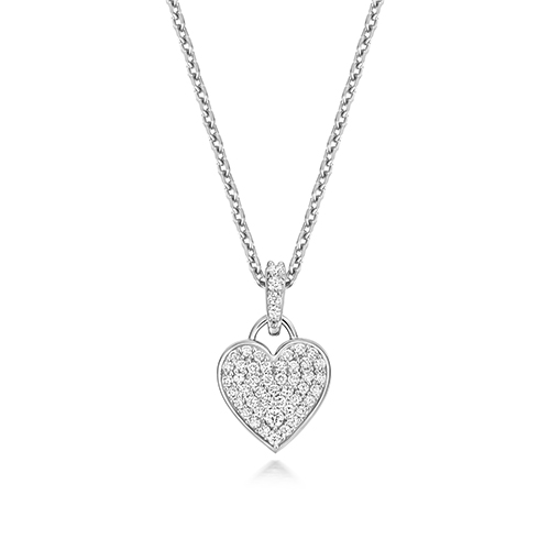925 Sterling Silver Diamond Set Heart Necklace - Image 1