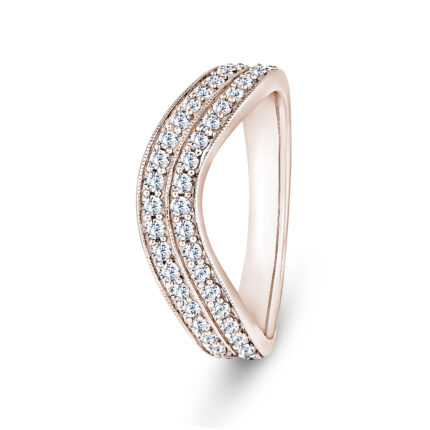 9k Rose Gold Double Row V-Shaped LG Diamond Channel Set Eternity Ring - 4 mm