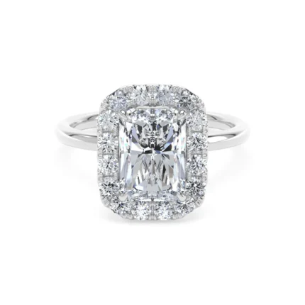 950 Platinum Lab Grown Emerald Cut Diamond Set Halo Ring