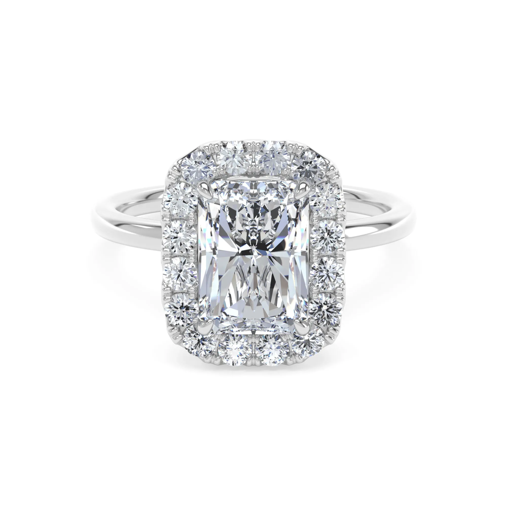 950 Platinum Lab Grown Emerald Cut Diamond Set Halo Ring - Image 1
