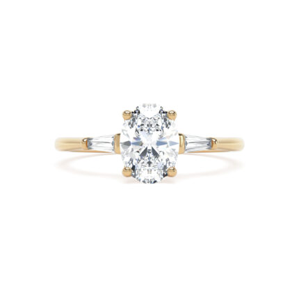 18k Yellow Gold Lab Grown Oval Trilogy Diamond Set Ring