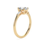 18k Yellow Gold Lab Grown Oval Trilogy Diamond Set Ring - Image 3