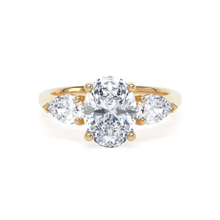 18k Yellow Gold Lab Grown Oval Trilogy Diamond Set Ring