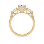 18k Yellow Gold Lab Grown Oval Trilogy Diamond Set Ring - Image 4