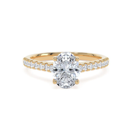 18k Yellow Gold Lab Grown Oval Diamond Set Ring