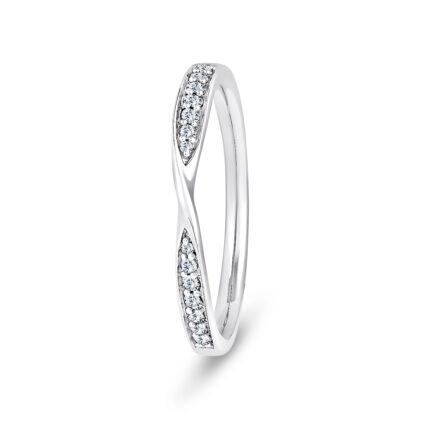 9k White Gold Twisted Pinched Diamond Eternity Ring - 2.2 mm