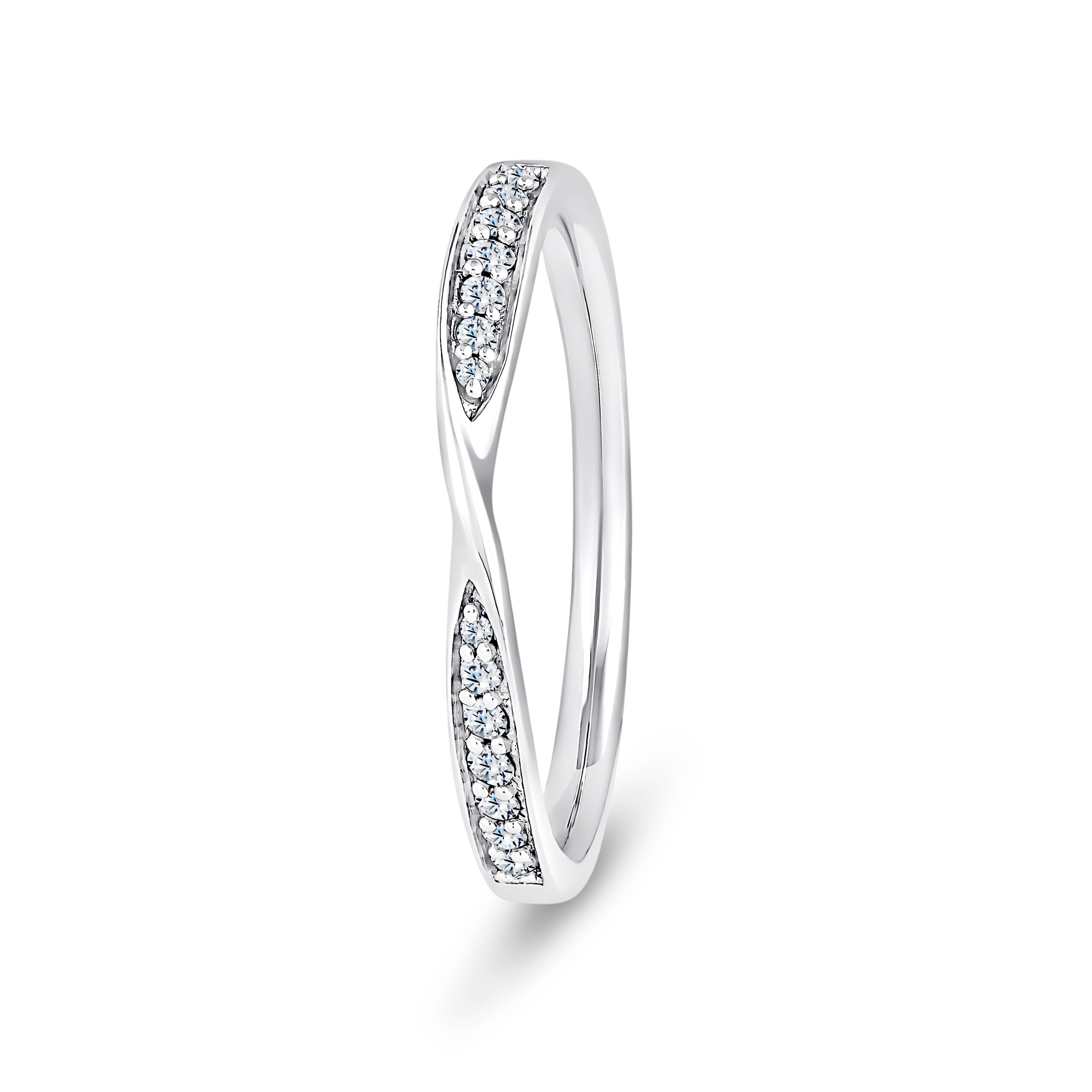 9k White Gold Twisted Pinched Diamond Eternity Ring - 2.2 mm - Image 1