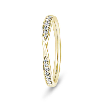 18k Yellow Gold Twisted Pinched Diamond Eternity Ring - 2.2 mm