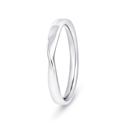 9k White Gold Plain Twist Wedding Band Ring