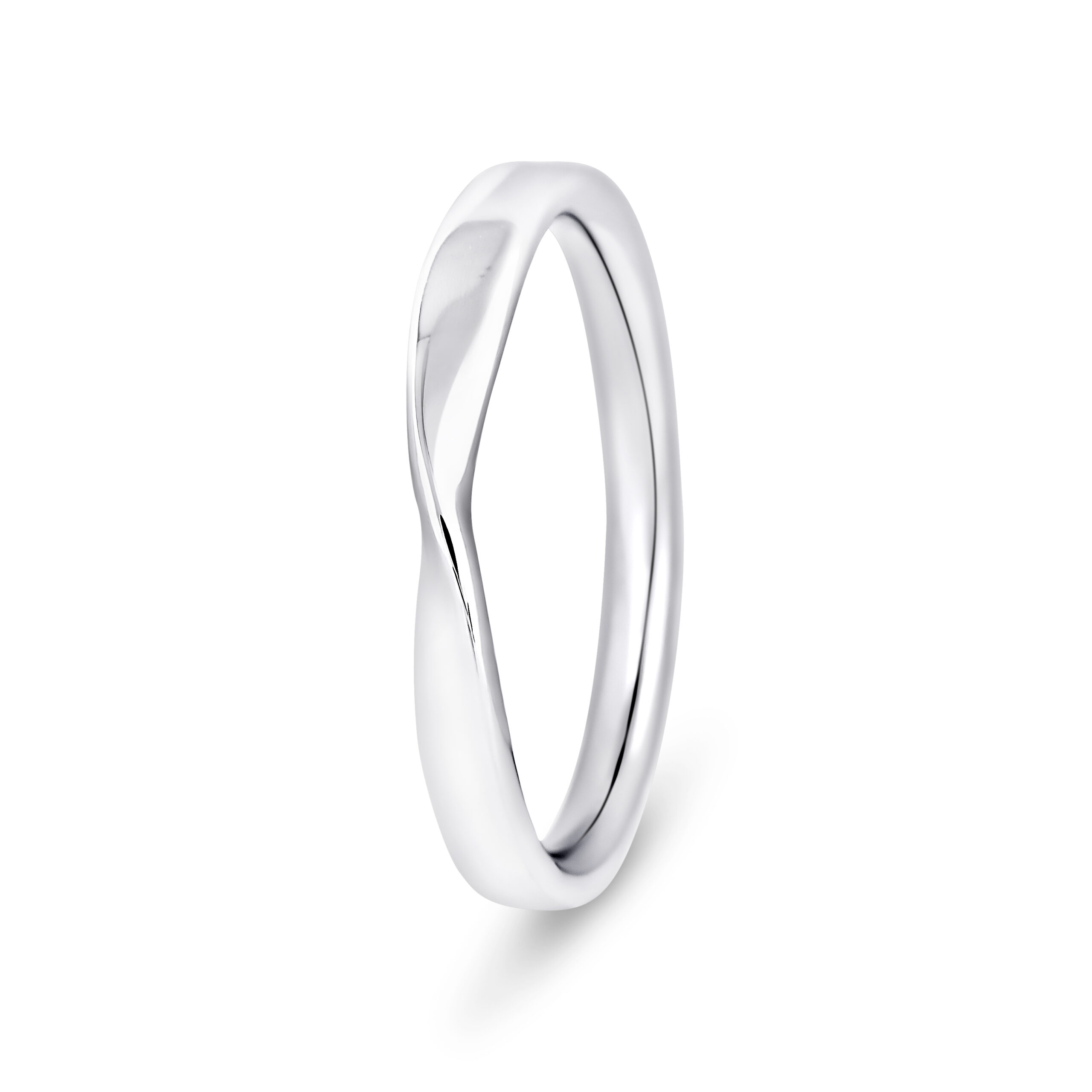9k White Gold Plain Twist Wedding Band Ring - Image 1