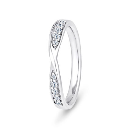 950 Platinum Twisted Pinched Diamond Eternity Ring - 3 mm
