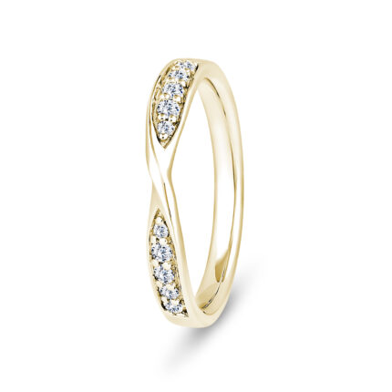 18k Yellow Gold Twisted Pinched Diamond Eternity Ring - 3 mm