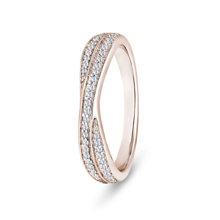 18k Rose Gold Double Row Crossover LG Diamond Channel Set Eternity Ring - 4.2 mm