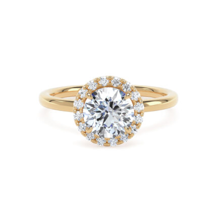 18k Yellow Gold Lab Grown Round Diamond Set Halo Ring