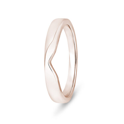 18k Rose Gold Plain V-Shape Wedding Band Ring - 3 mm