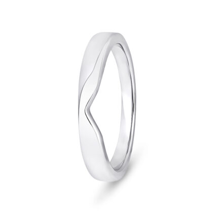 9k White Gold Plain V-Shape Wedding Band Ring - 3 mm