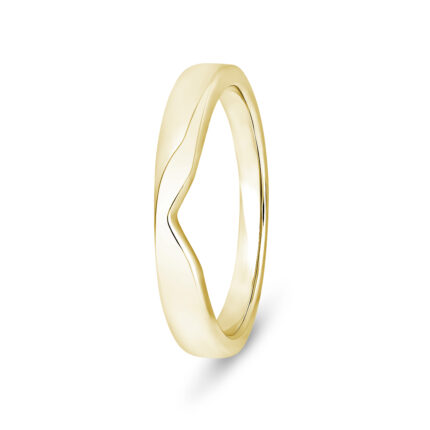 18k Yellow Gold Plain V-Shape Wedding Band Ring - 3 mm
