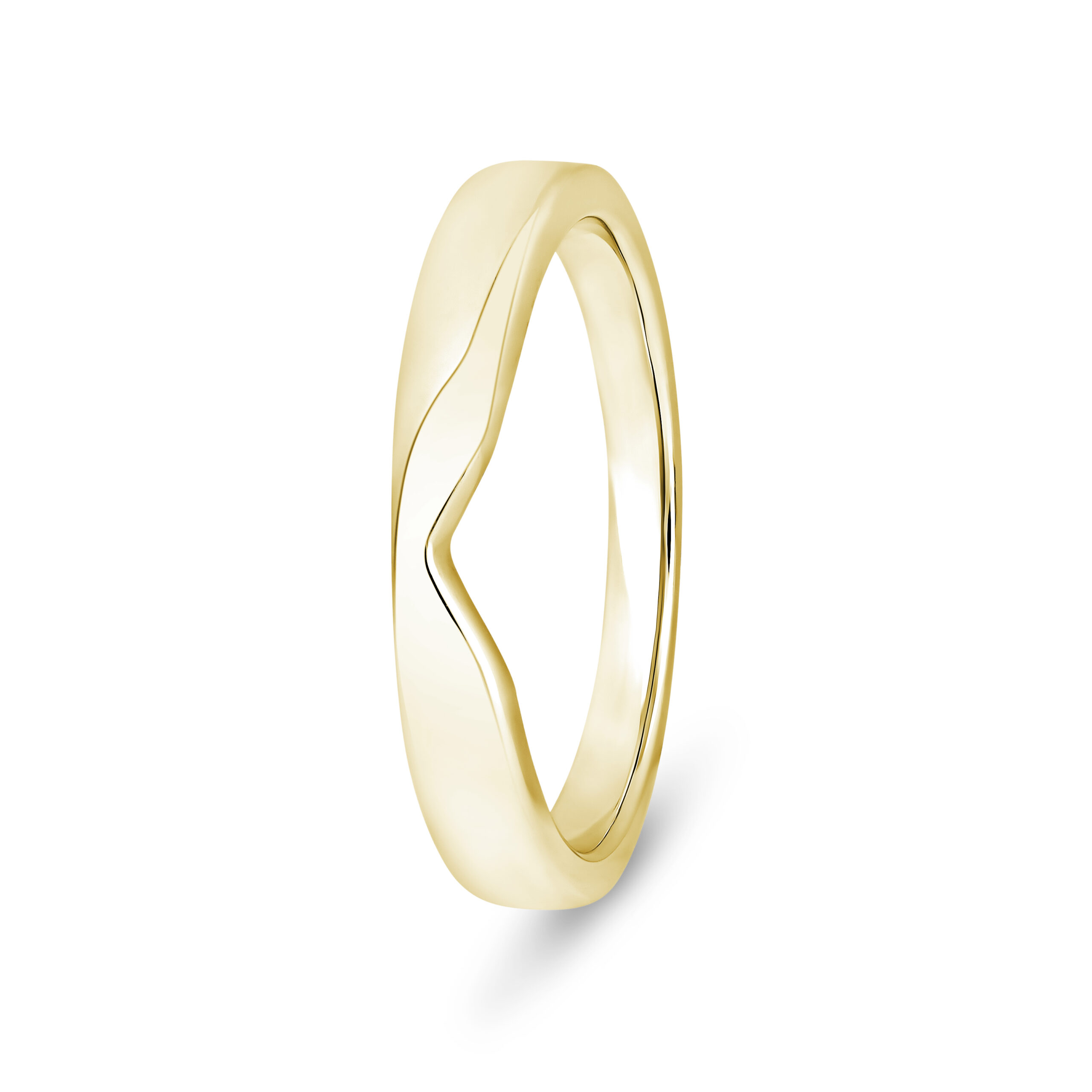 9k Yellow Gold Plain V-Shape Wedding Band Ring - 3 mm - Image 1