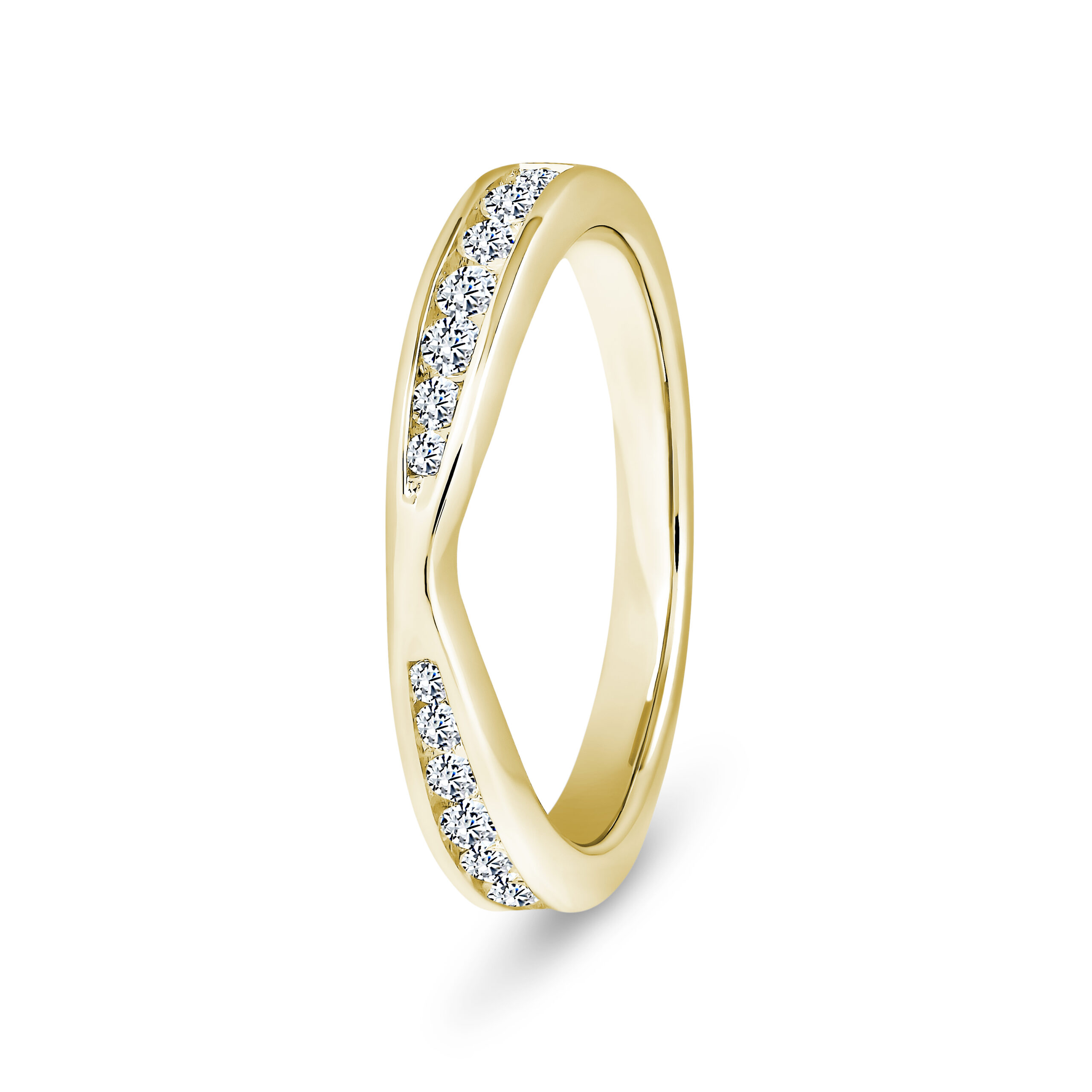 9k Yellow Gold V-Shaped LG Diamond Eternity Ring - 3 mm - Image 1