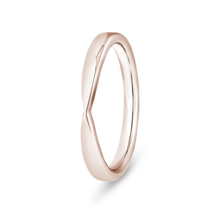 9k Rose Gold Plain Pinched Wedding Band Ring