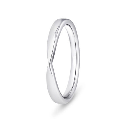 18k White Gold Plain Pinched Wedding Band Ring