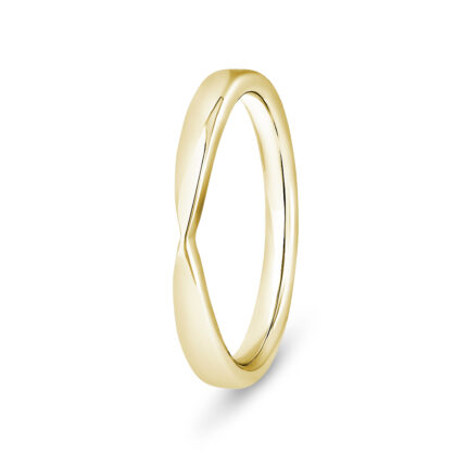 18k Yellow Gold Plain Pinched Wedding Band Ring