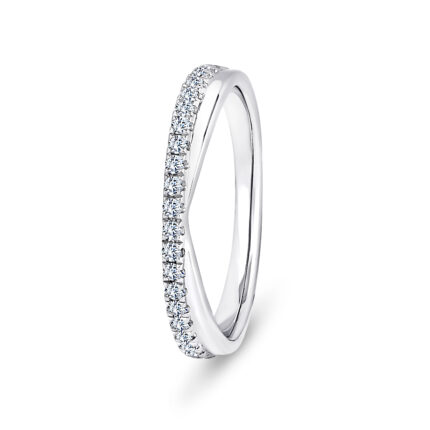 9k White Gold V-Shaped Diamond Pave Set Eternity Ring - 3 mm