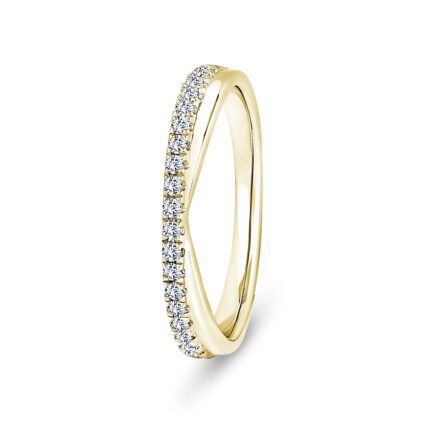 18k Yellow Gold V-Shaped Diamond Pave Set Eternity Ring - 3 mm