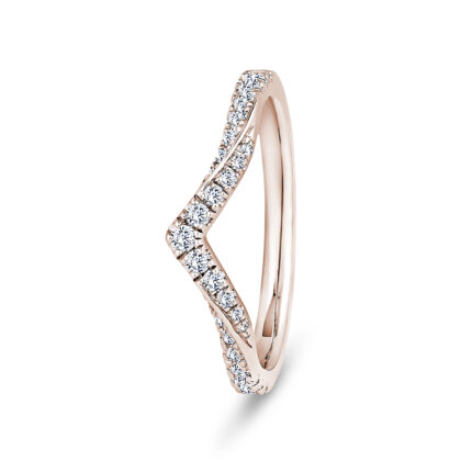 9k Rose Gold Diamond Wishbone Eternity Ring - 2 mm