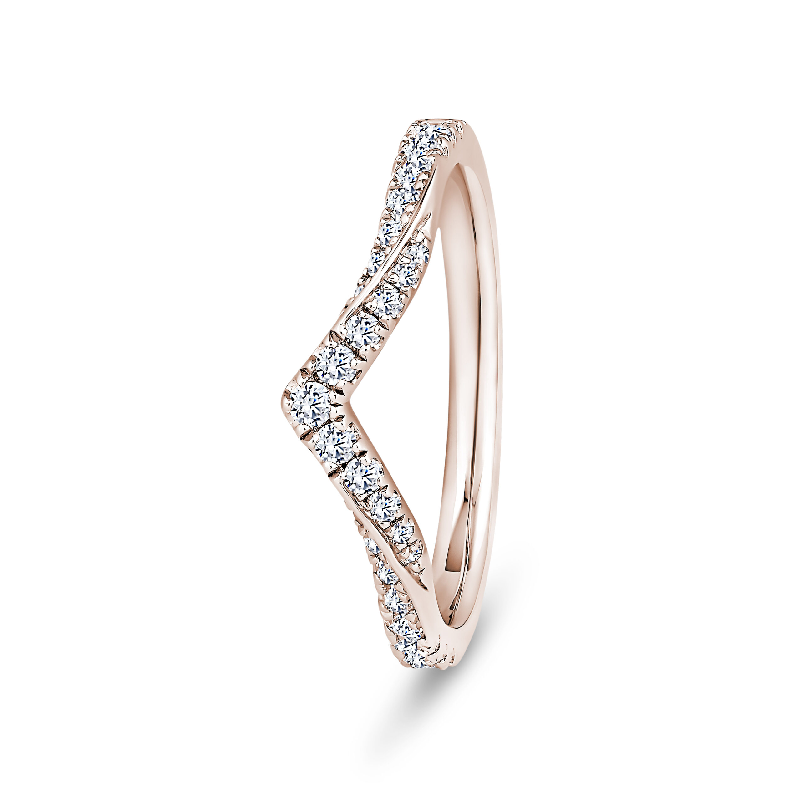 9k Rose Gold Diamond Wishbone Eternity Ring - 2 mm - Image 1