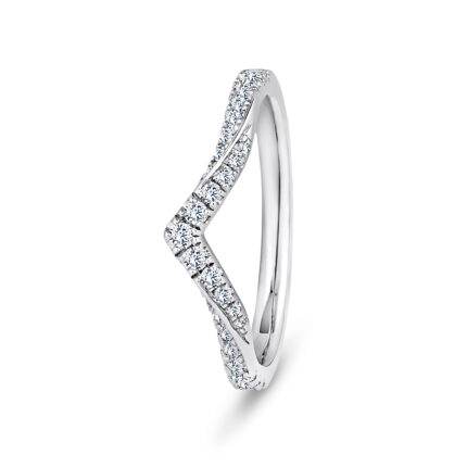 9k White Gold Diamond Wishbone Eternity Ring - 2 mm