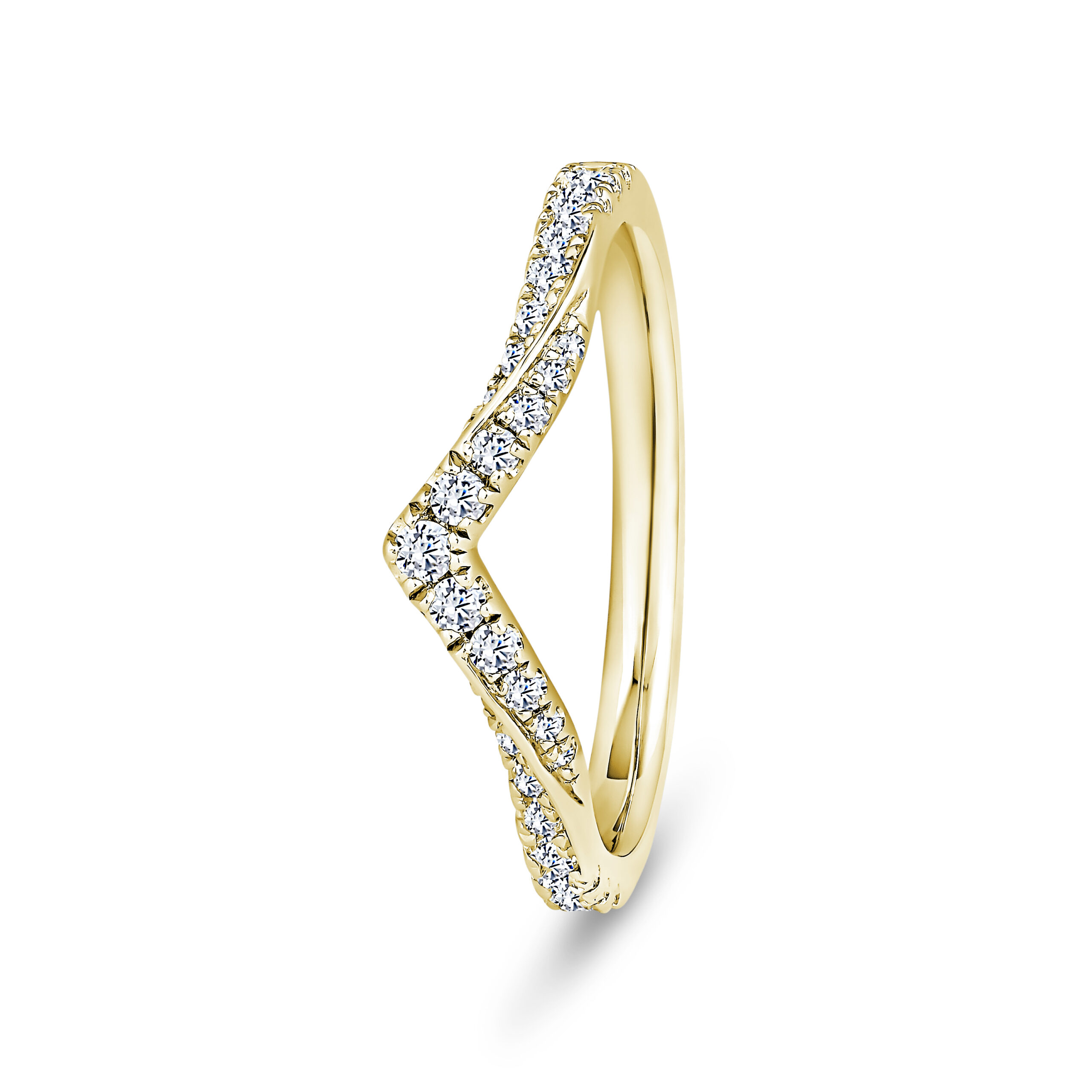 9k Yellow Gold LG Diamond Wishbone Eternity Ring - 2 mm - Image 1
