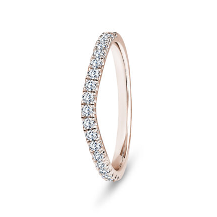 9k Rose Gold Wishbone Diamond Pave Set Eternity Ring - 2 mm