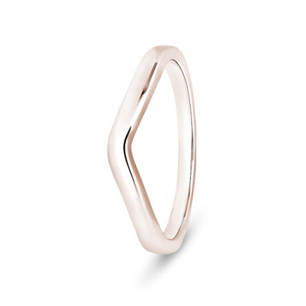 18k Rose Gold Plain Wishbone Wedding Band Ring - 2 mm